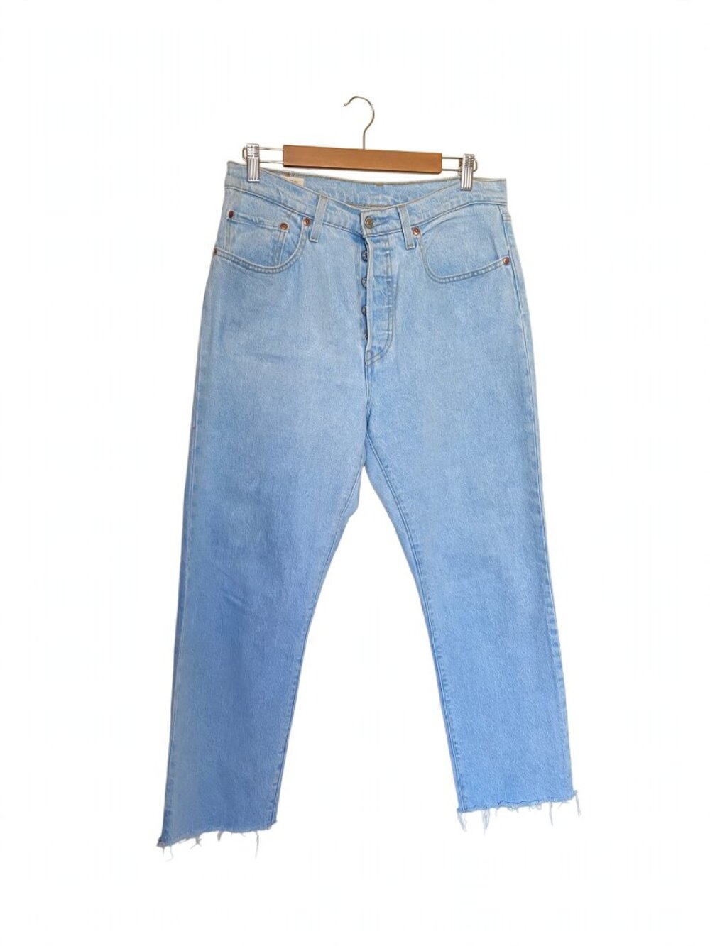 Levi's Premium Light Wash Button-Fly Jeans — Frayed Hem, W30 L26